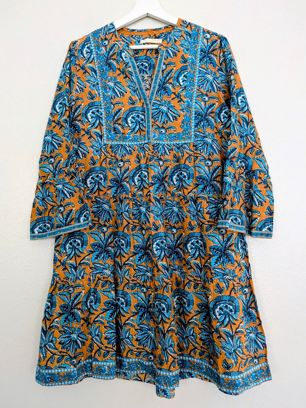 Lola Australia Boho Floral Pattern Mini Dress Bell Sleeves Women's Medium EUC